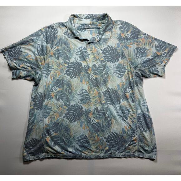 Tommy Bahama Islandzone Men's Short Sleeve Blue Palm Leaf Print Polo - Size XL - Picture 1 of 5